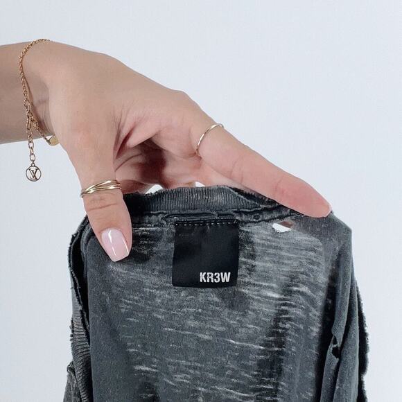 Filthy Kr3w Men’s Skull Distressed Gray Tee Size Medium - Picture 3 of 4